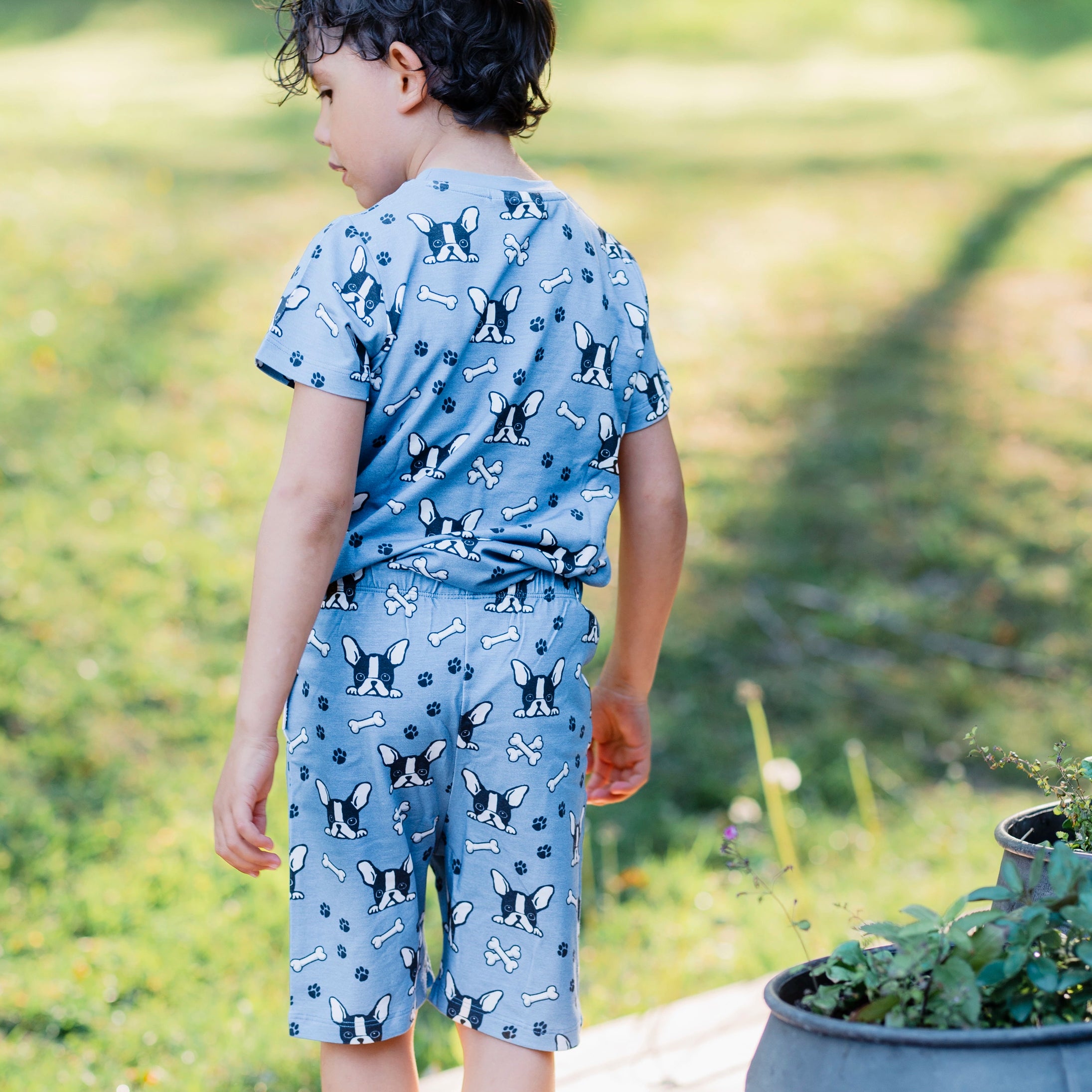 Pyjamas-set Bambu Bulldog Blå