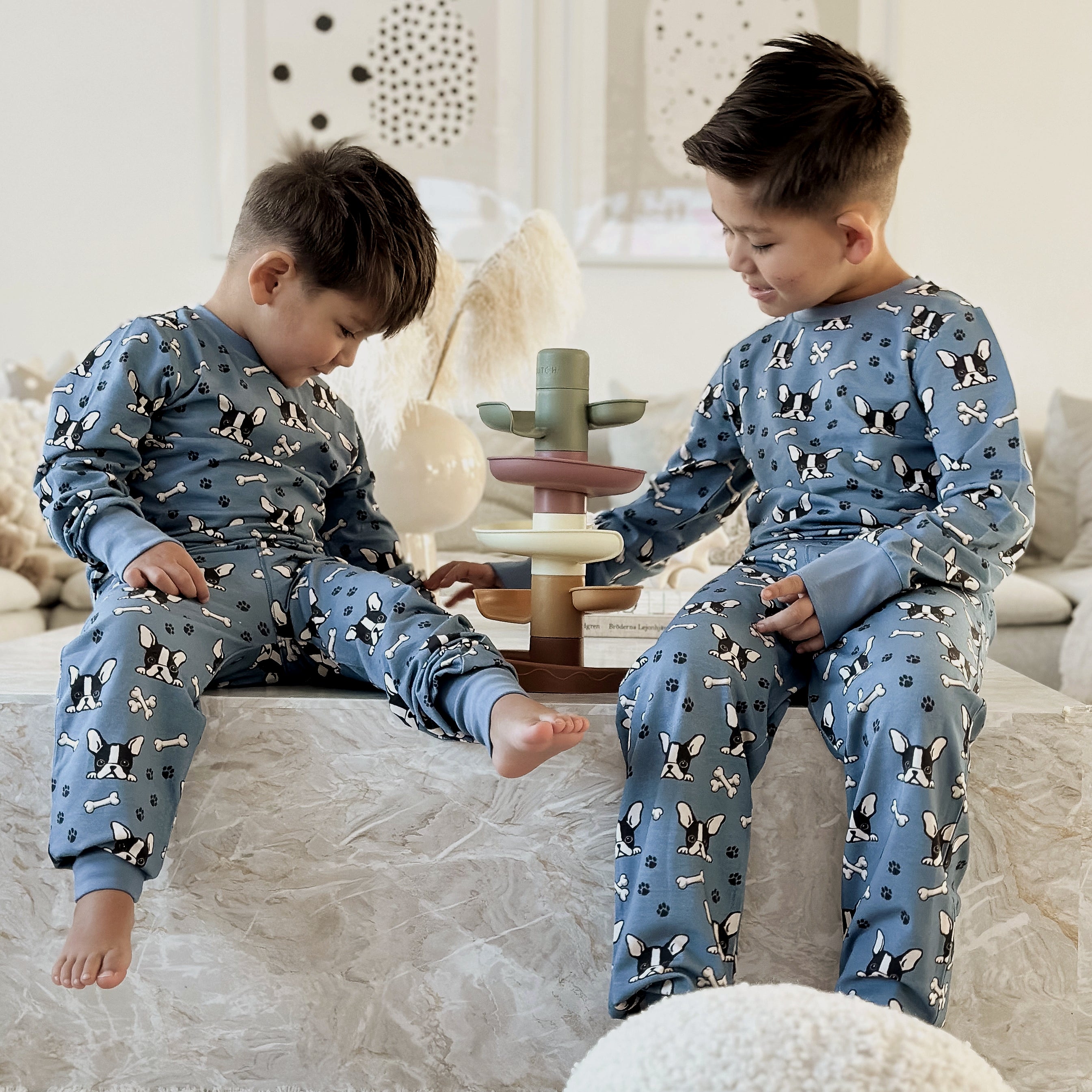 Pyjamas todelt Bambus Bulldog Blå