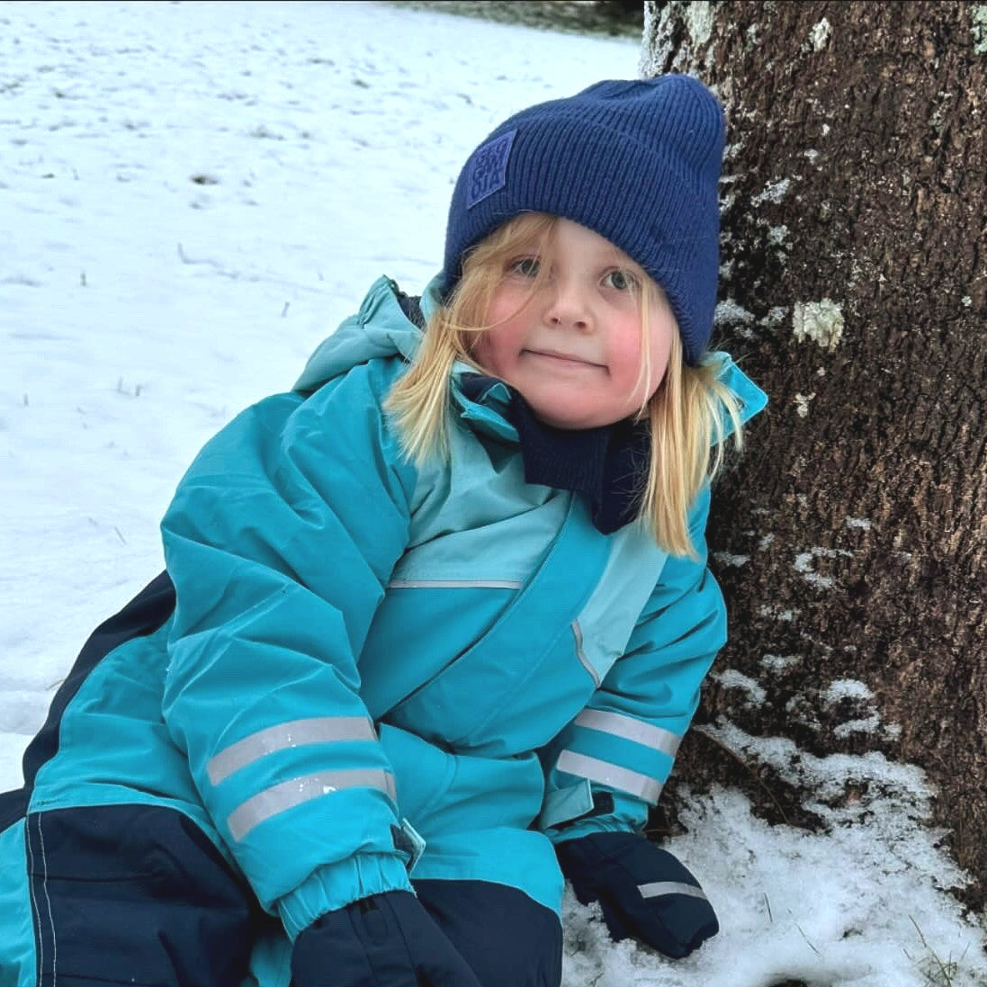 Strikket lue Blå
