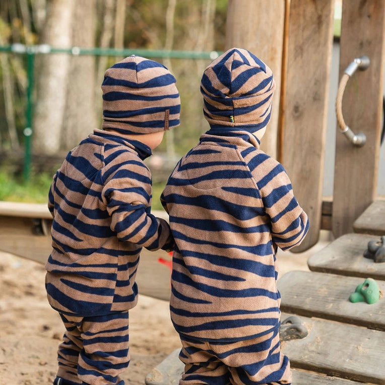 Fleecemössa Zebra Blå/Brun