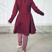 Cotton leggings burgundy/peach striped