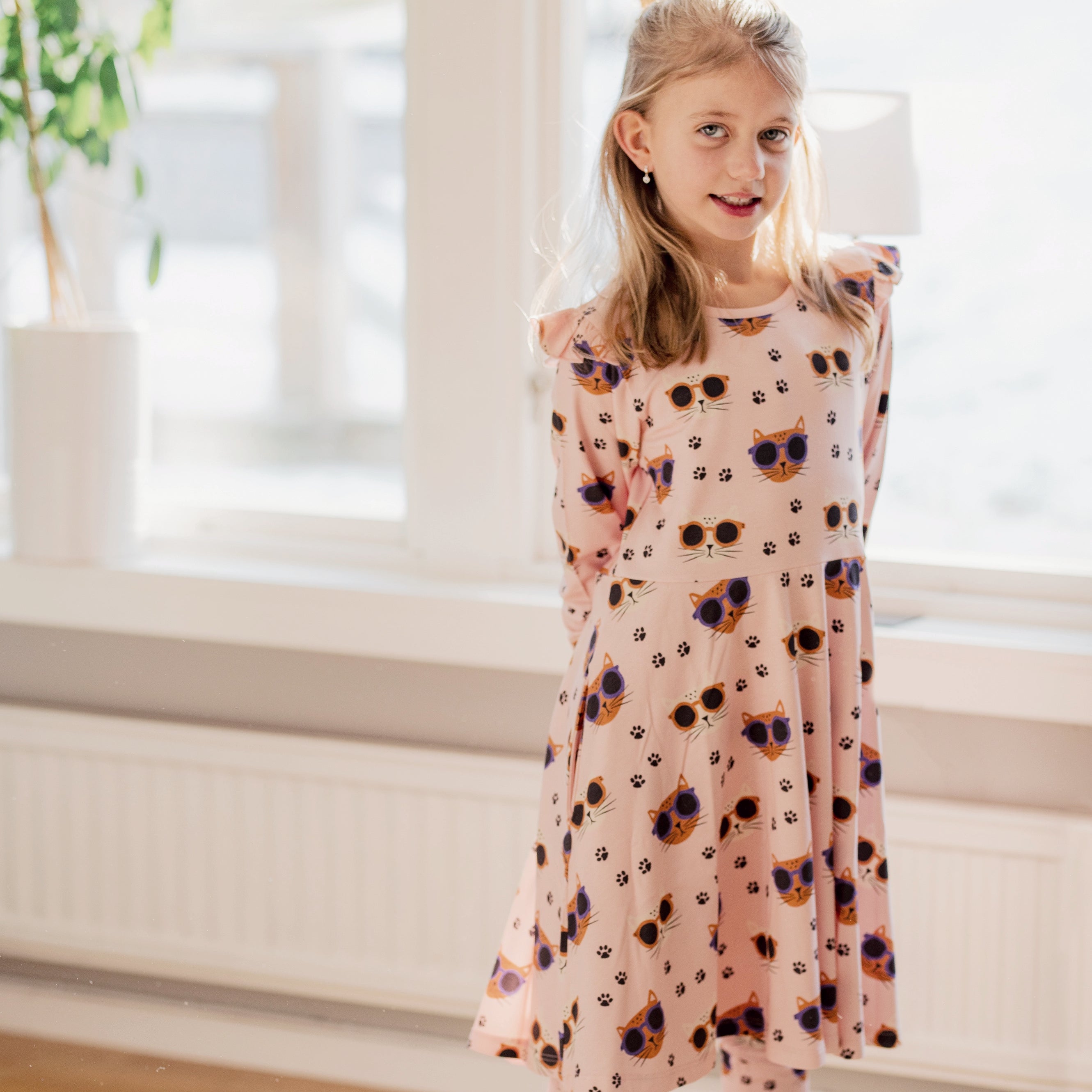 Snurrklänning Bambu Cool Cats Rosa