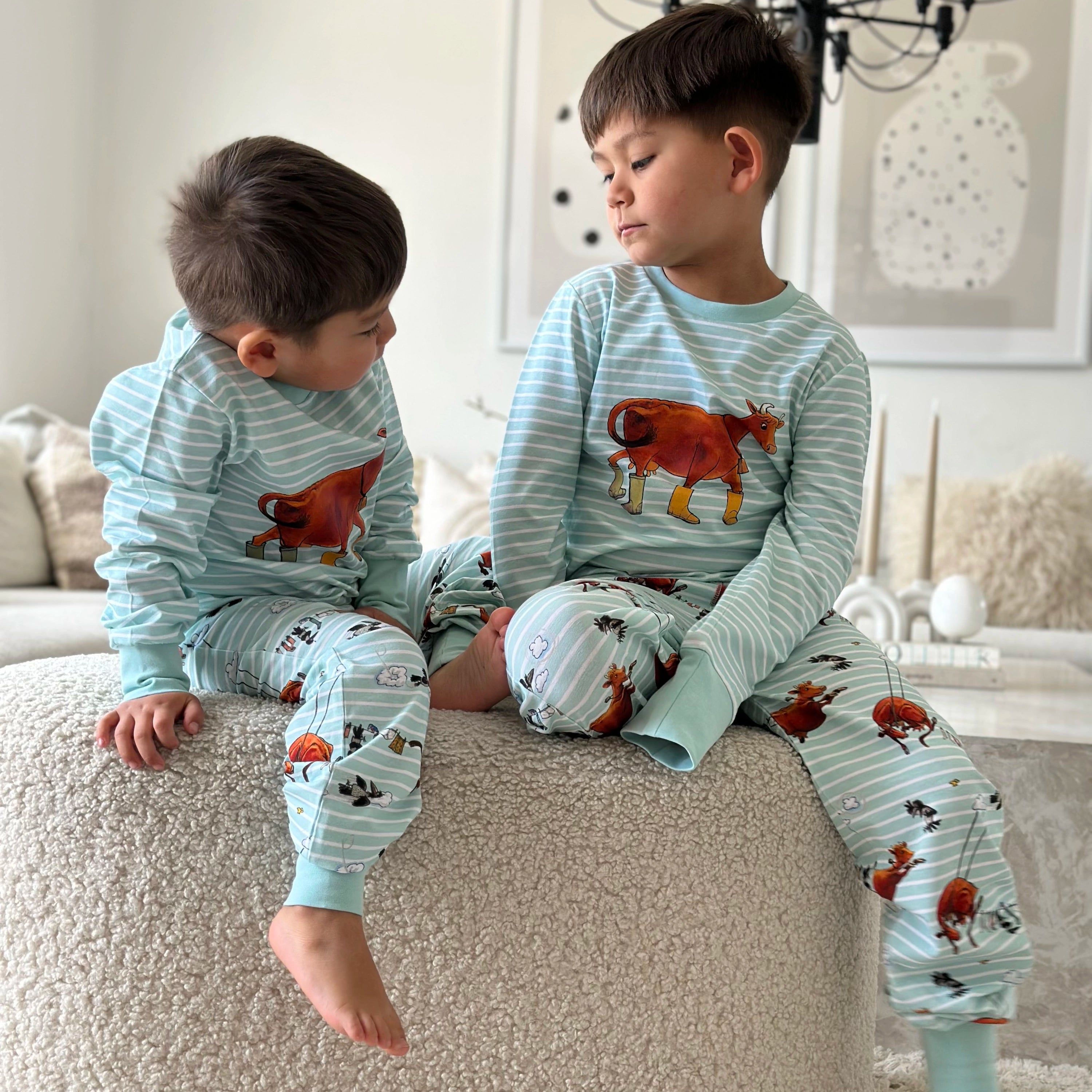 Tvådelad Pyjamas Mamma Mu och Kråkan Mint/Vit