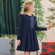 Kleid mit Volant Marineblau