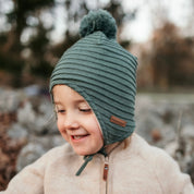 Strikket hjelmhette mosegrønn