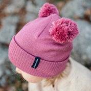 Stickad Mössa Tofsar Rosa