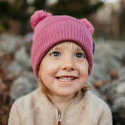 Stickad Mössa Tofsar Rosa