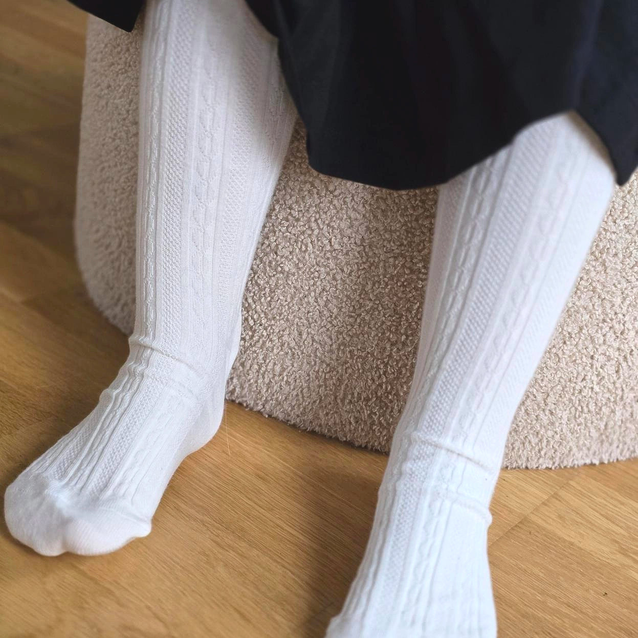 Strumpbyxor stickade Offwhite