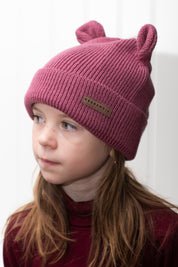 Stickad mössa Öron Rose
