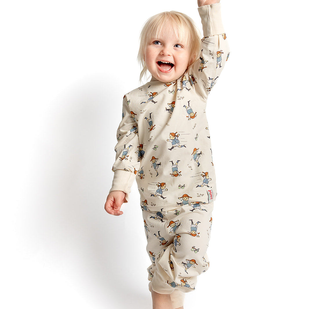 Pyjamas tvådelad Pippi Långstrump soft beige