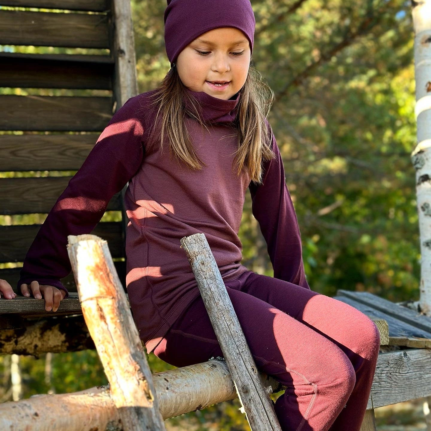 Baselayer pants Merino wool Burgundy