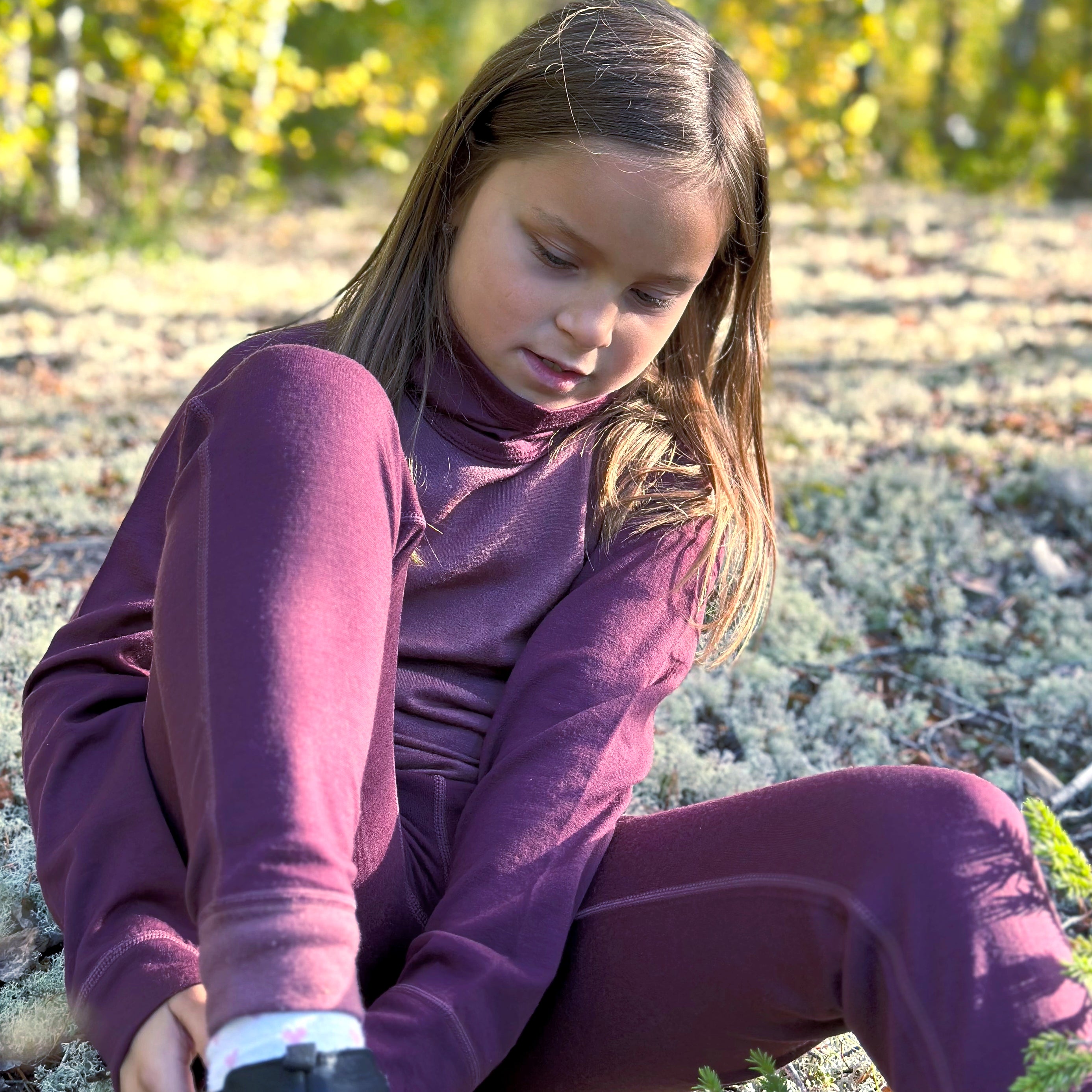 Baselayer pants Merino wool Burgundy