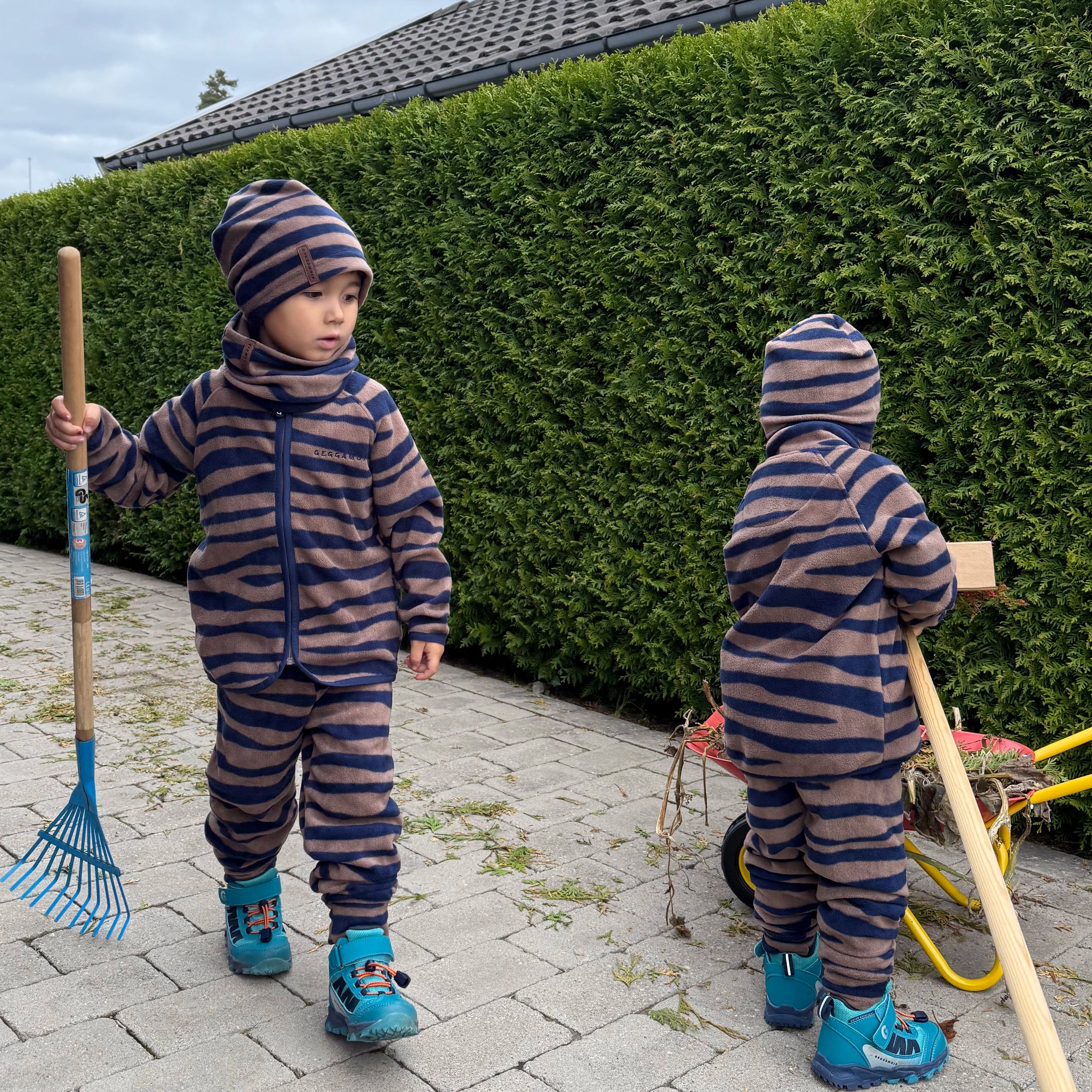 Fleeceset Zebra Blå/Brun