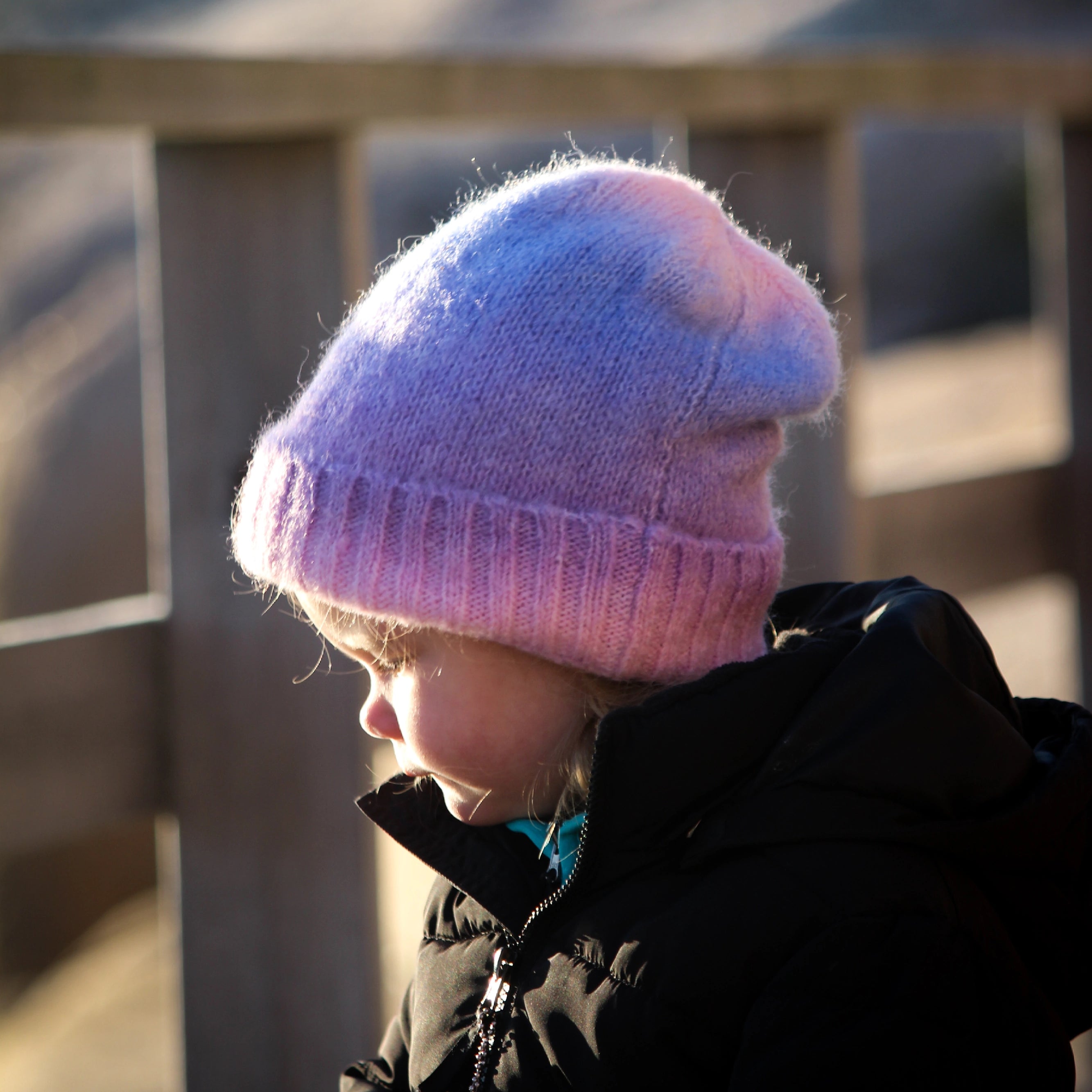Knitted hat Rainbow Purple