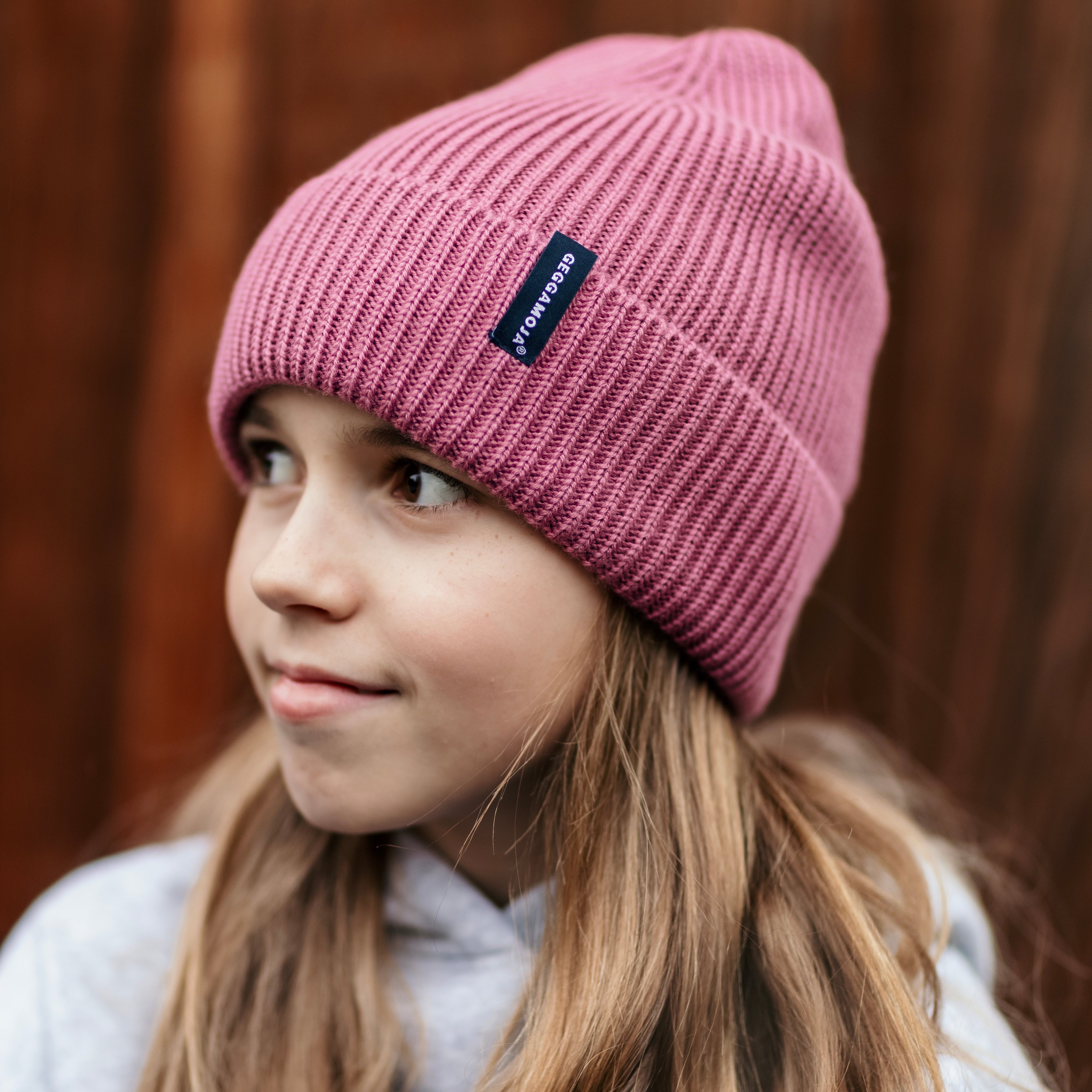 Gestrickte Mütze Rosa