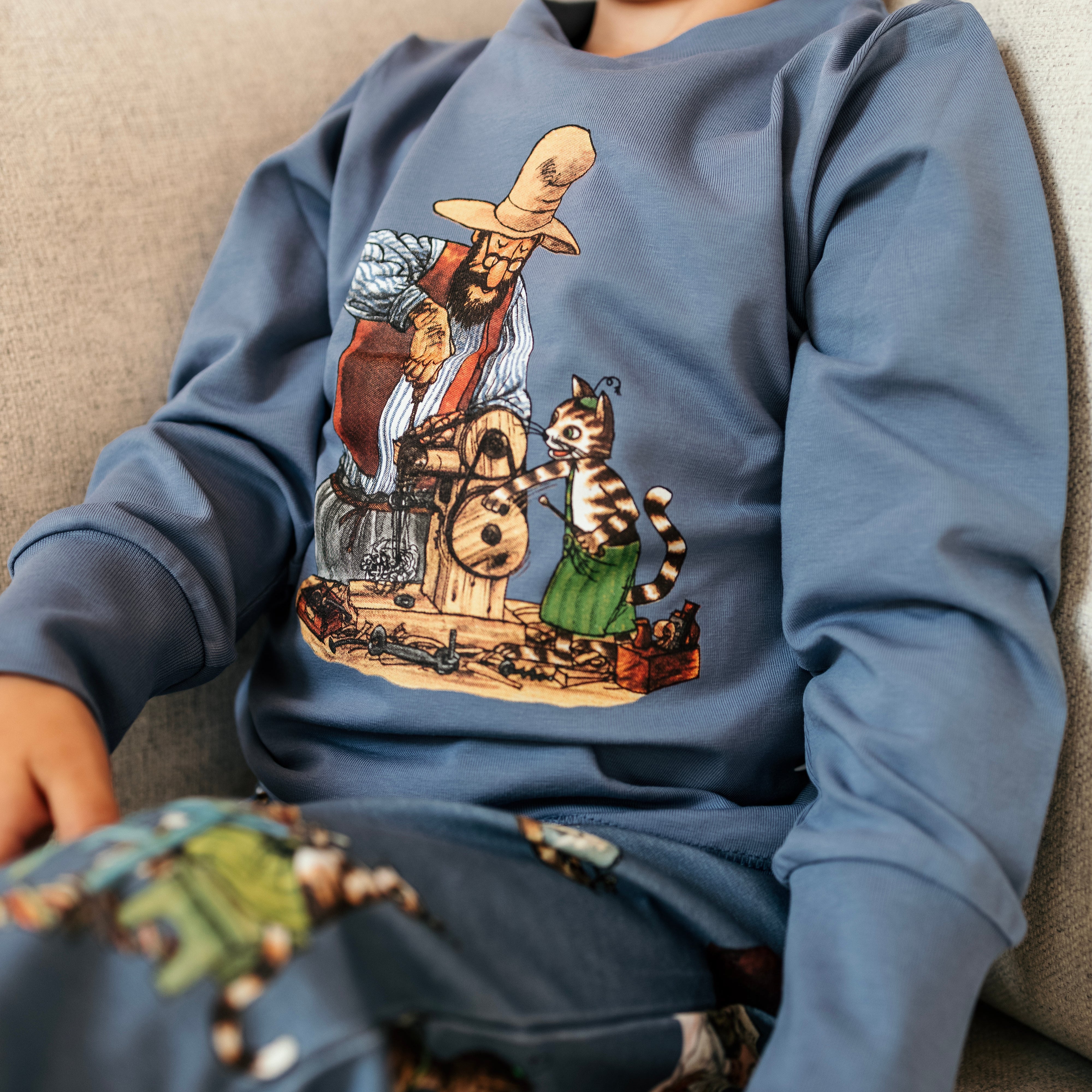 Pyjamas tvådelad Pettson och Findus Blå