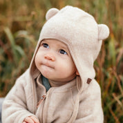 Helm-Mütze Wollfleece Beige