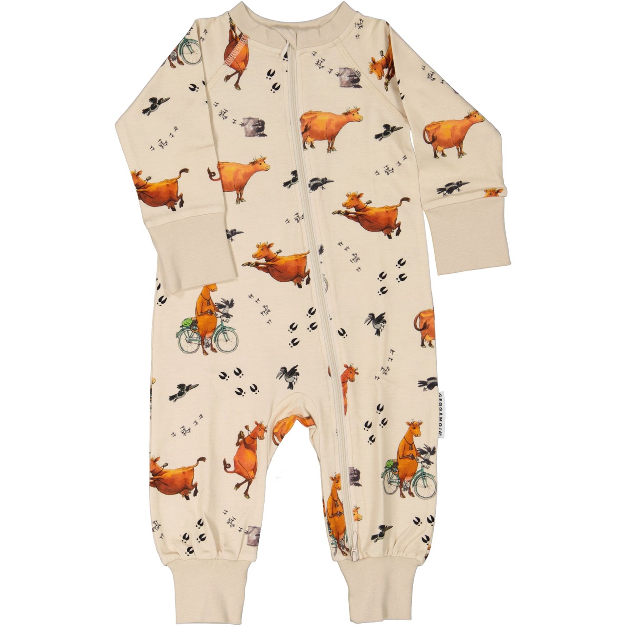 Mamma Moo and Crow two way zip pyjamas Beige  74/80