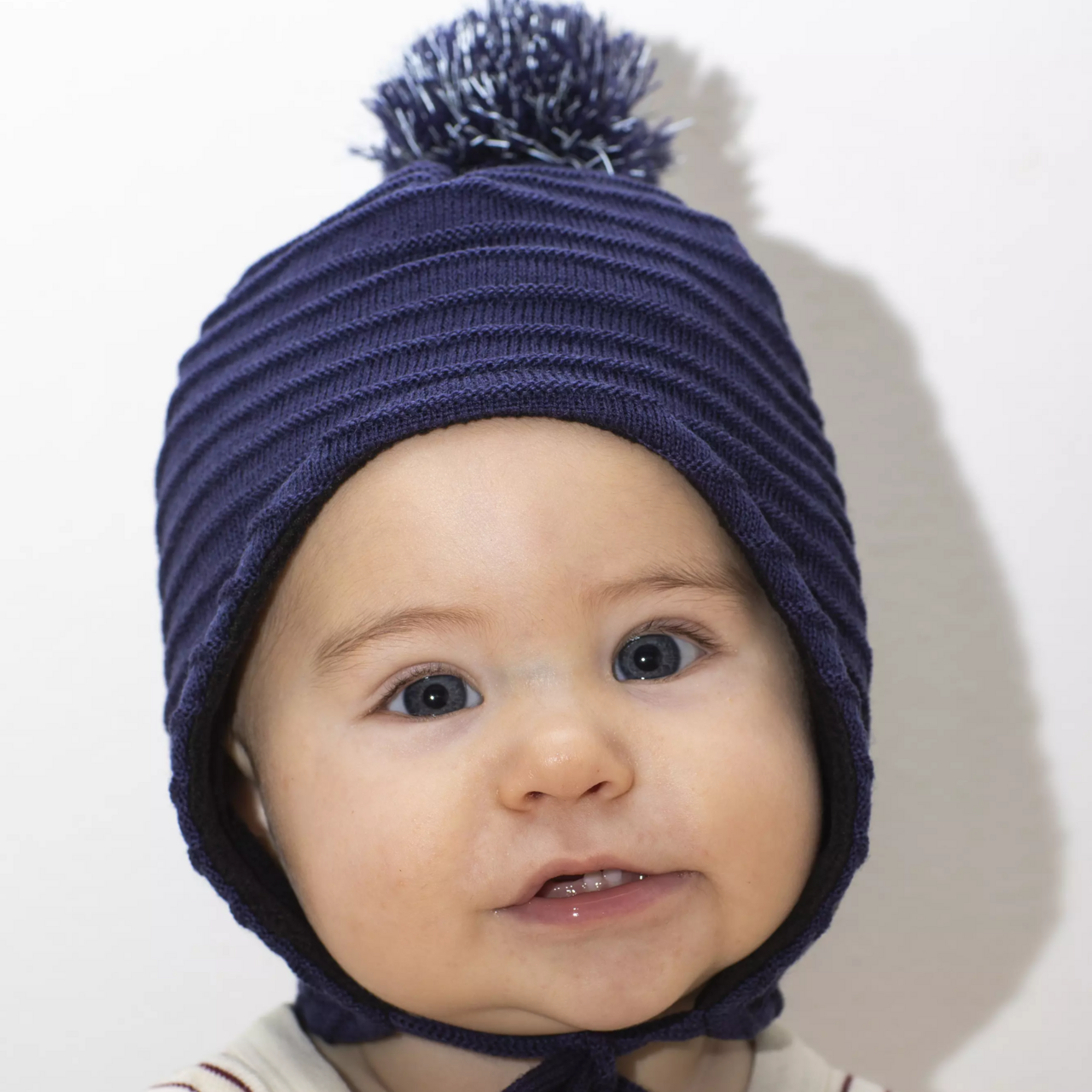 Knitted helmet hat Navy  2-6Y