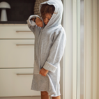 Bathrobe Kids Classic Grey/Grey-white  98/104