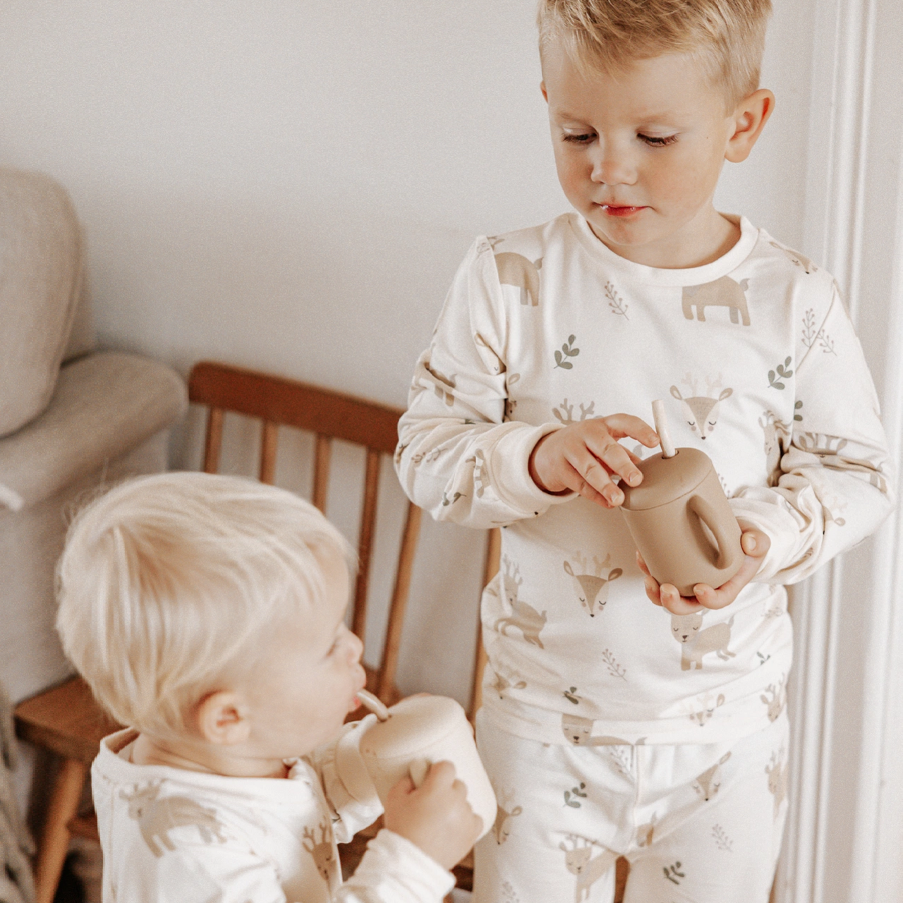 Pyjamas Tvådelad Bambu Ren Beige 146/152