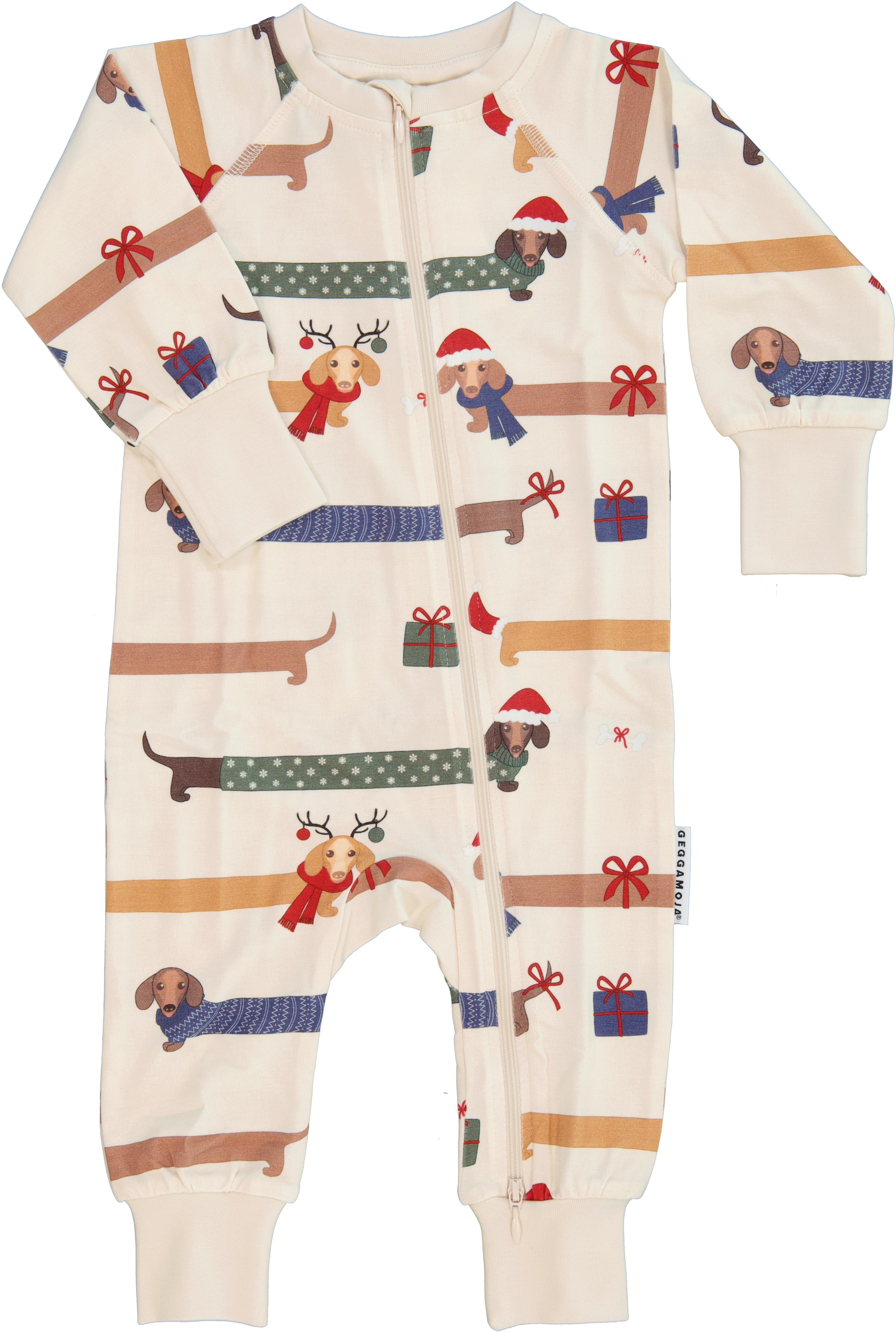 Bamboo two way zip pyjamas Santa dogs