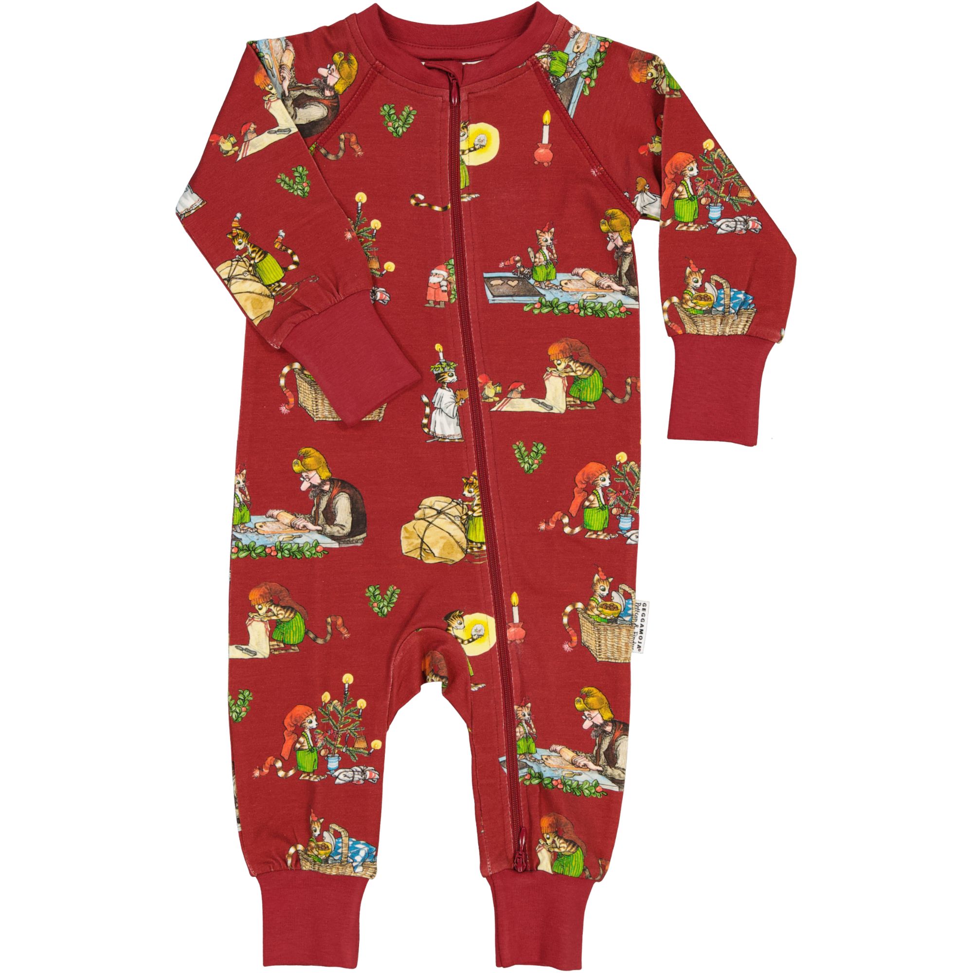 Pettson and Findus Pyjamas 2-way zip Dark red