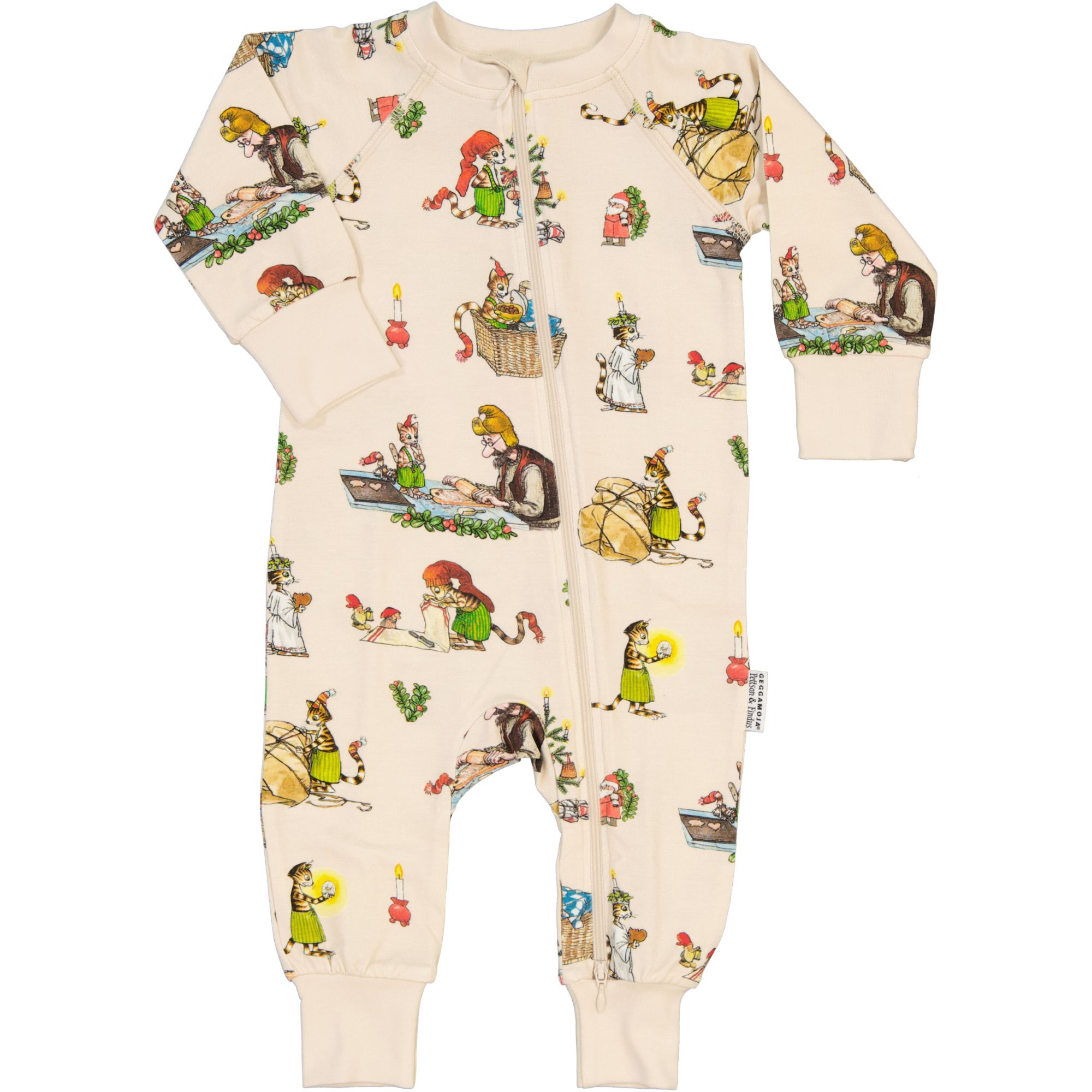 Pettson and Findus Pyjamas 2-way zip Beige