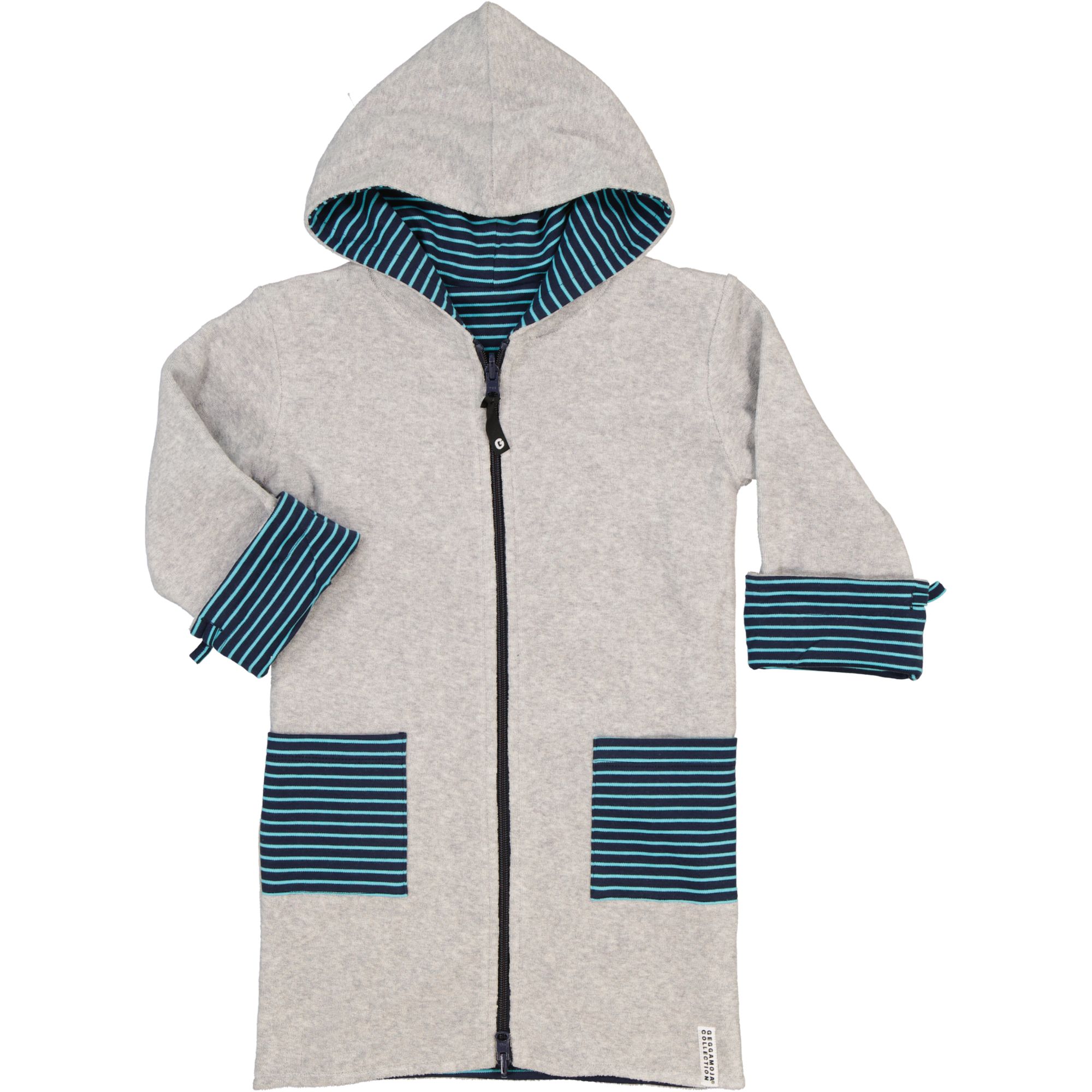 Kids Bathrobe Greymel/navy str