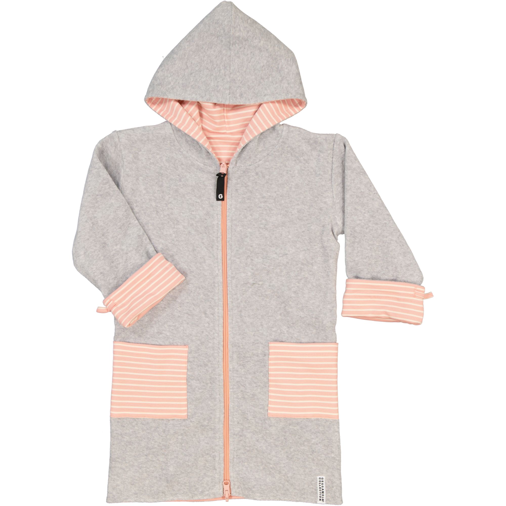 Kids Bathrobe Greymel/pink str