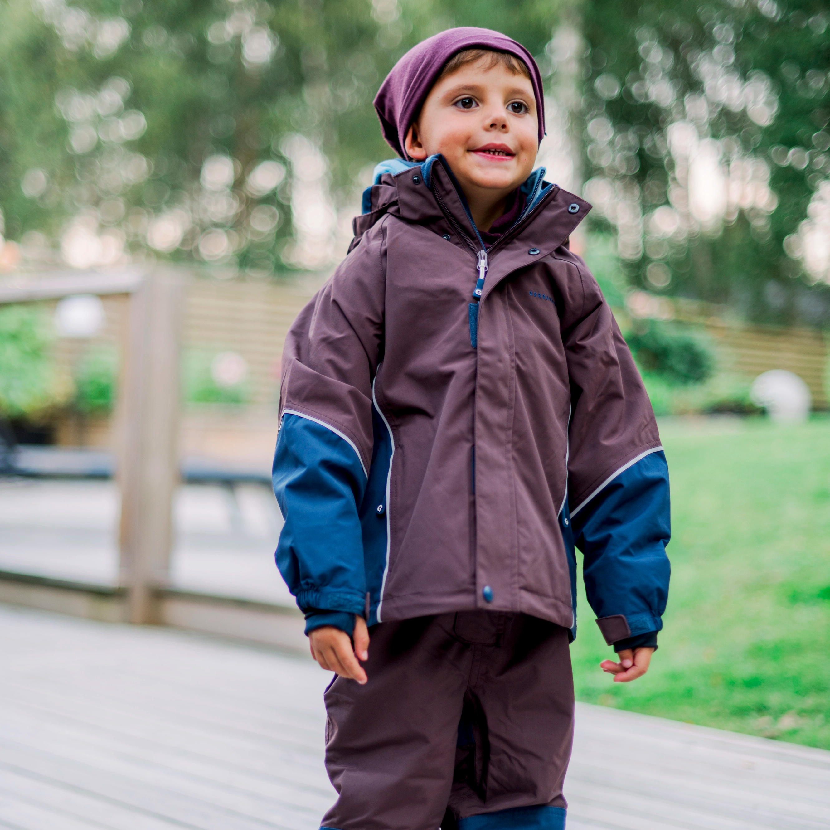 Shell-Jacke Braun/Marineblau