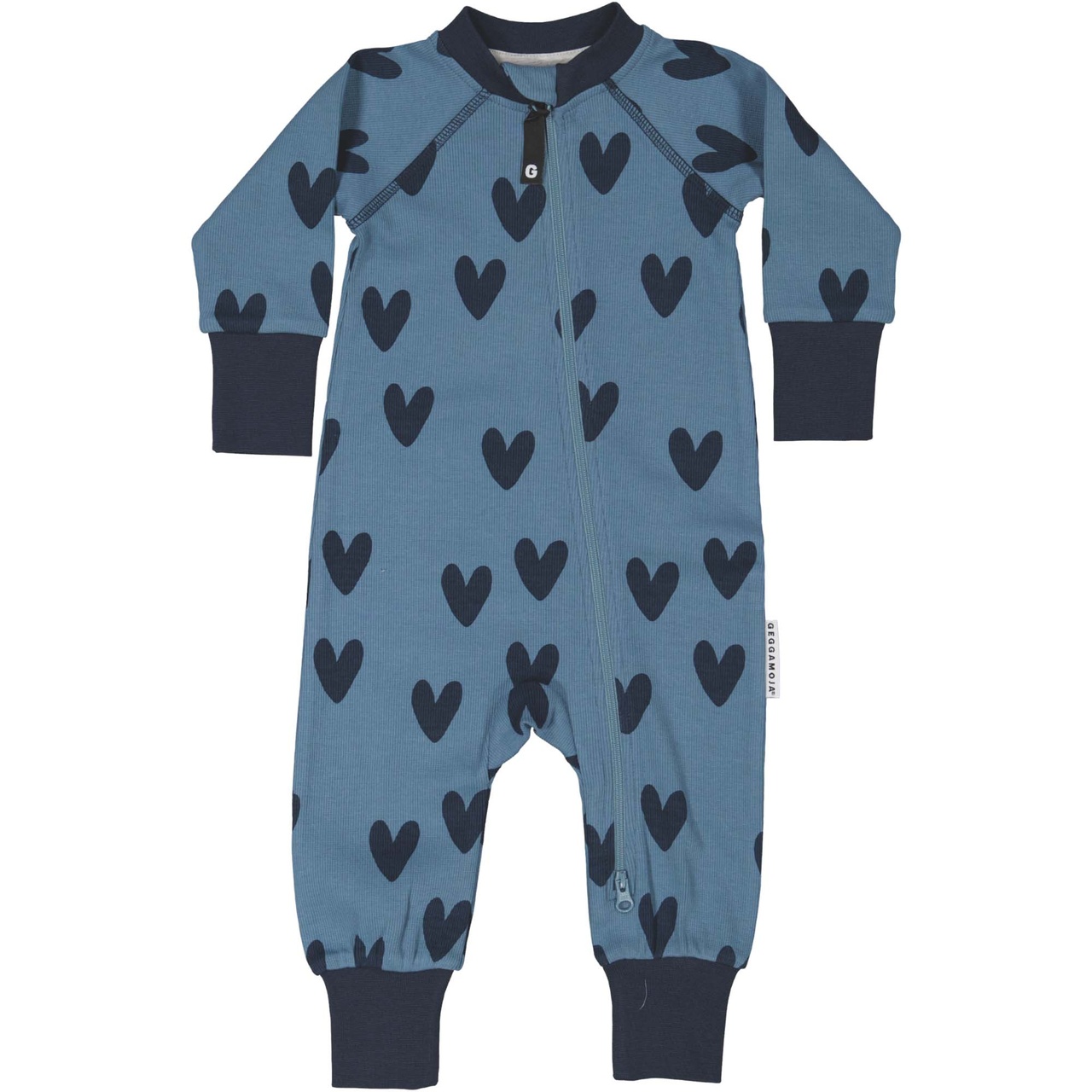 Pyjamas 2-way zip Blue heart 86/92
