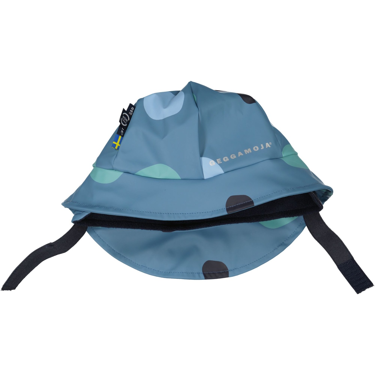 Rain hat fleece Multi dots blue 6-8